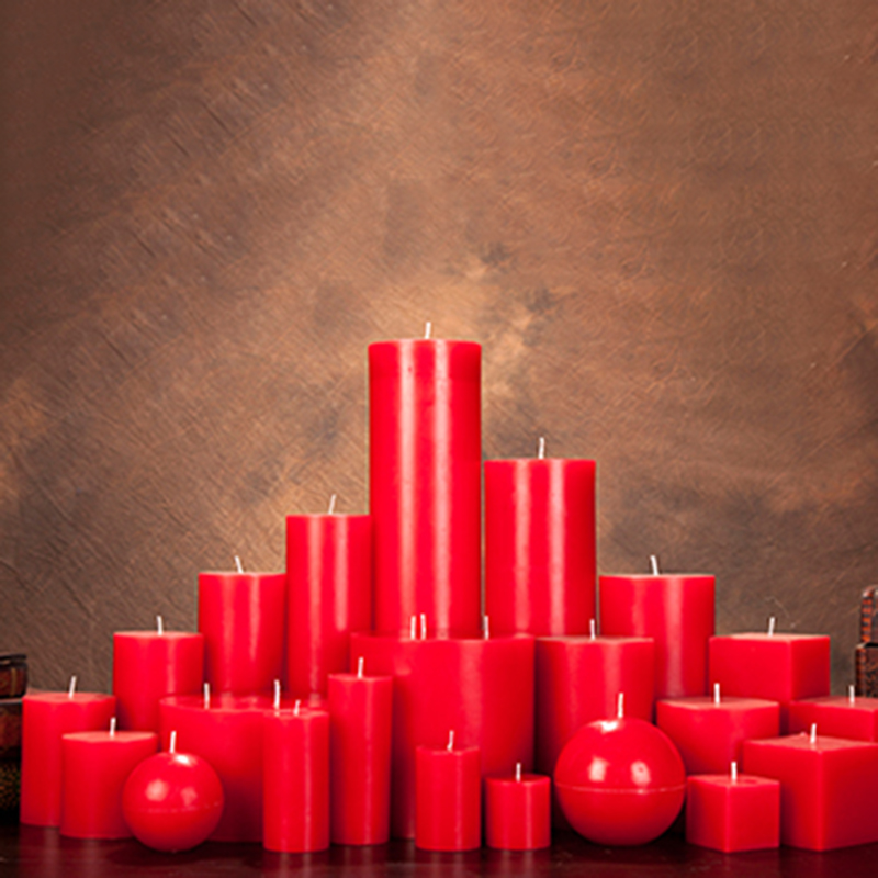 Wholesale hot selling red pillar candles with personalize label and design
